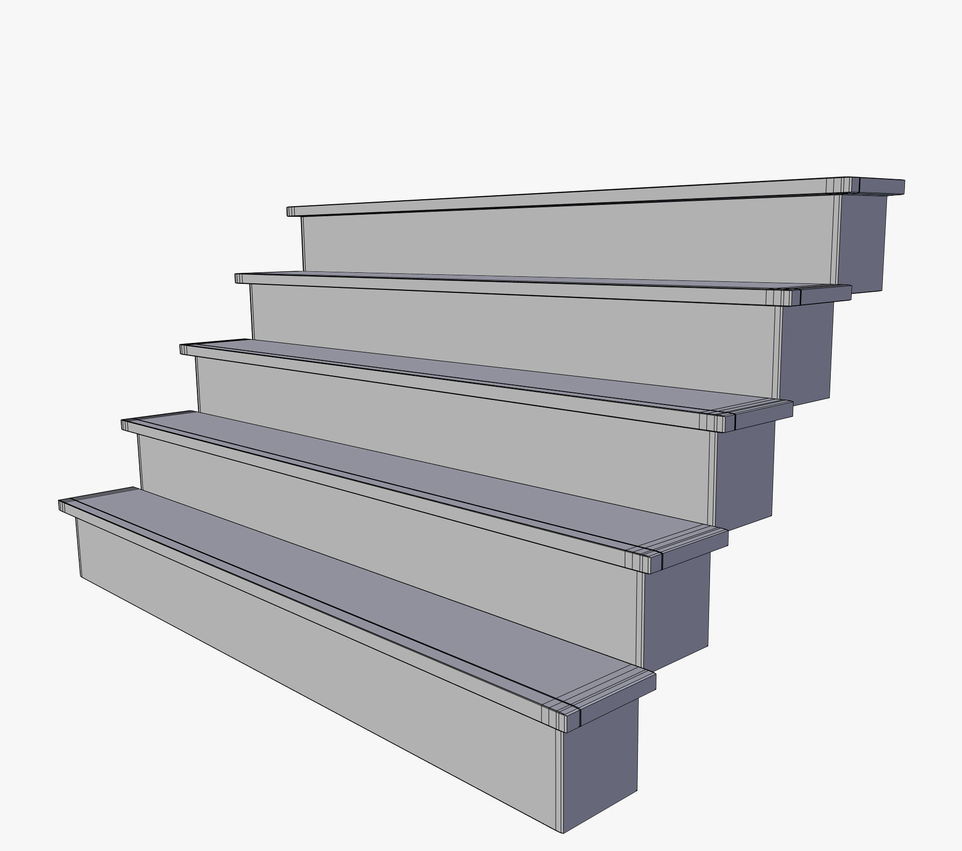 Stairs set of wooden 3D model_3