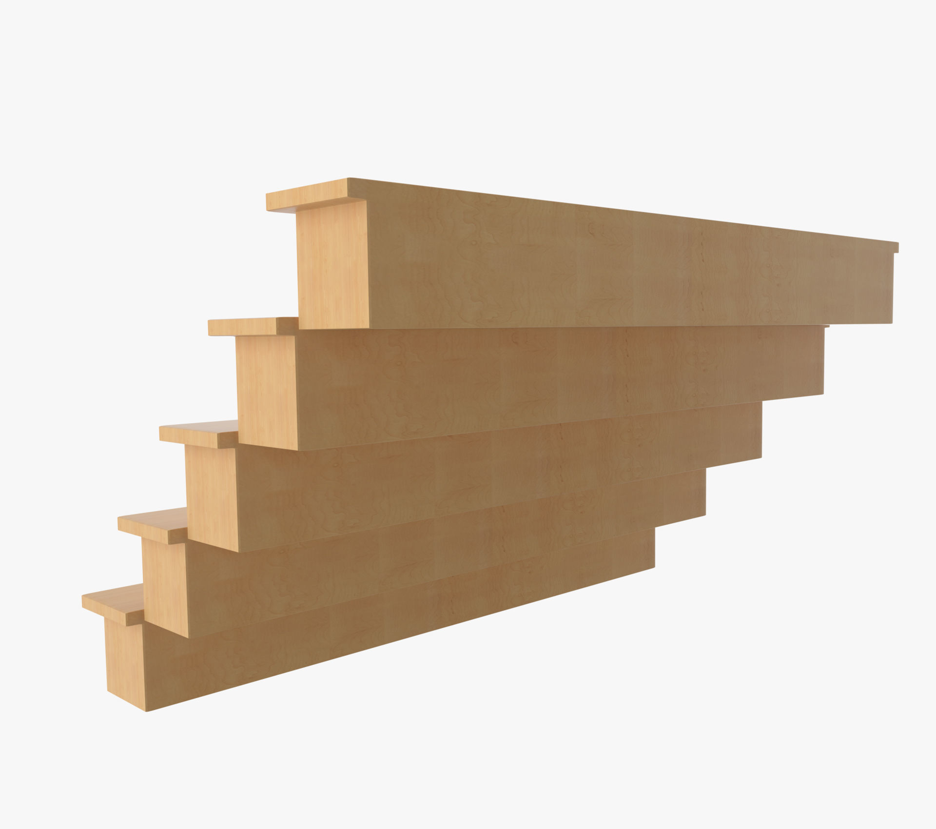Stairs set of wooden 3D model_1