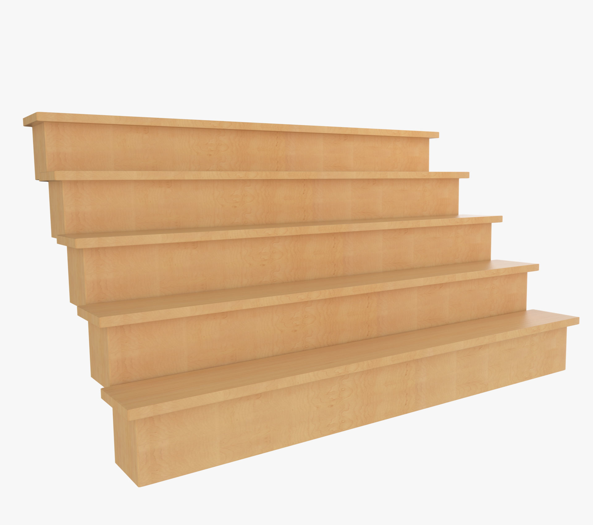 Stairs set of wooden 3D model_2
