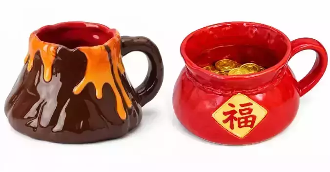 Volcano and Fortune Pouch mug 3D model