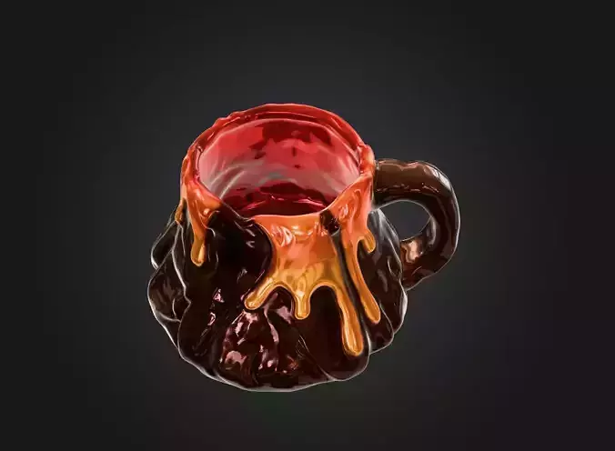 Volcano and Fortune Pouch mug  3D model 4