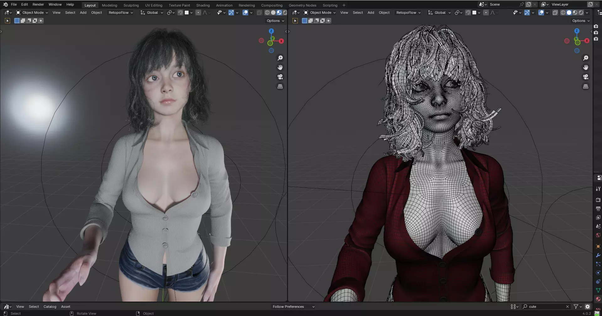 Cute girl PBR 8k high details Free low-poly 3D model