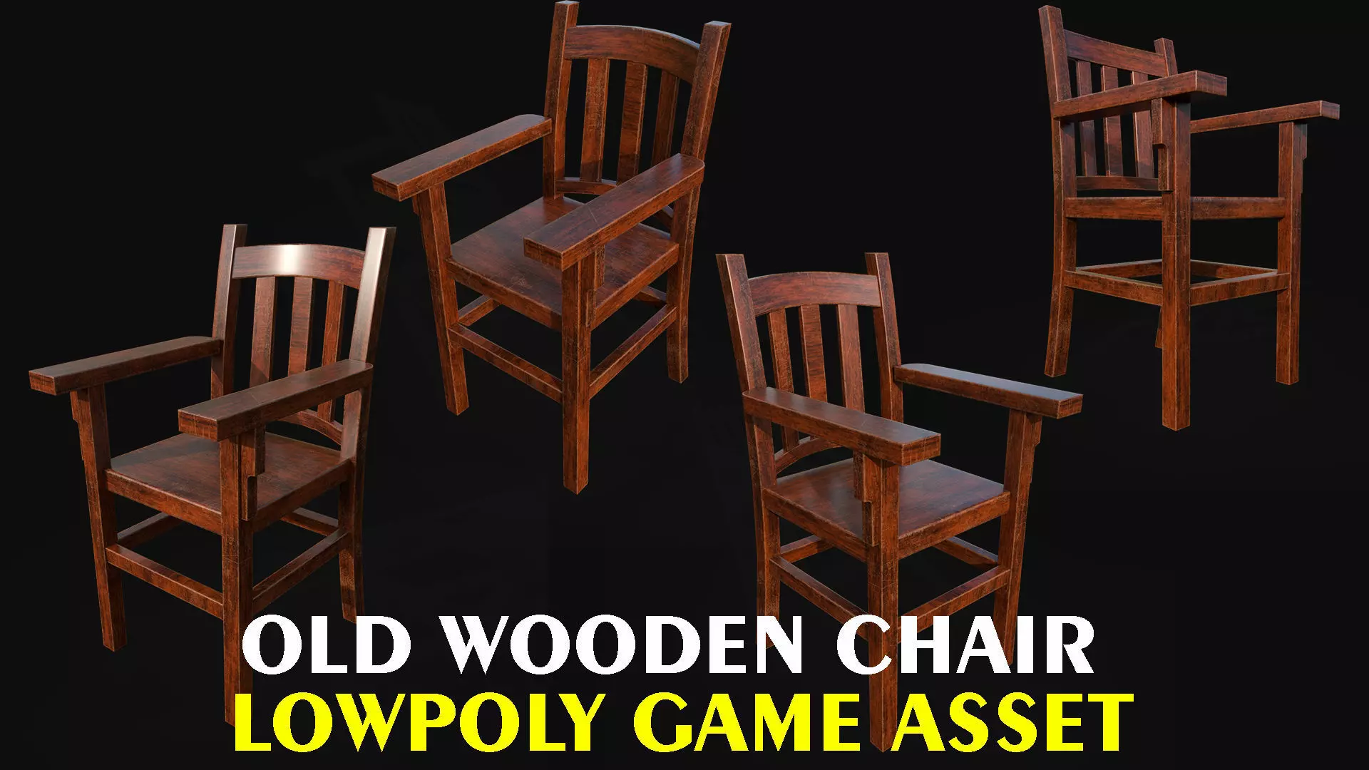 wooden chair lowpoly game asset Low-poly 3D model
