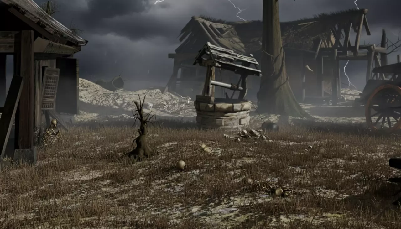 Dark Fantasy Floating Island Abandoned Village 3D Environment Low-poly 3D model