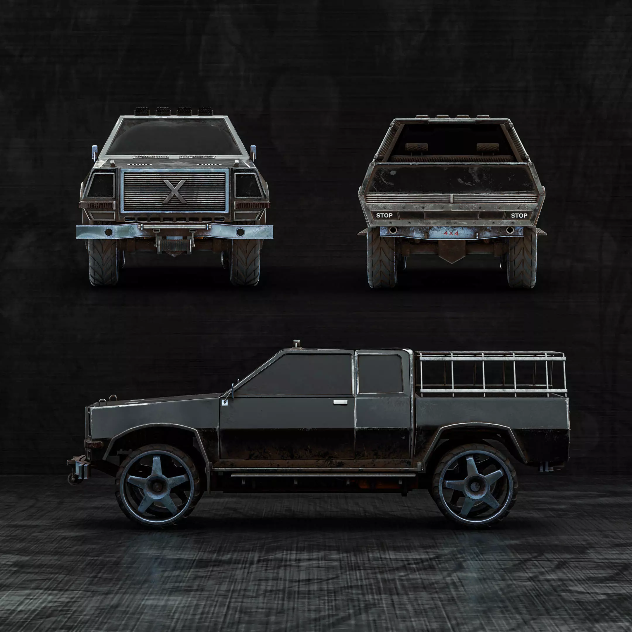 Armored Off-Road Pickup Truck 3D model