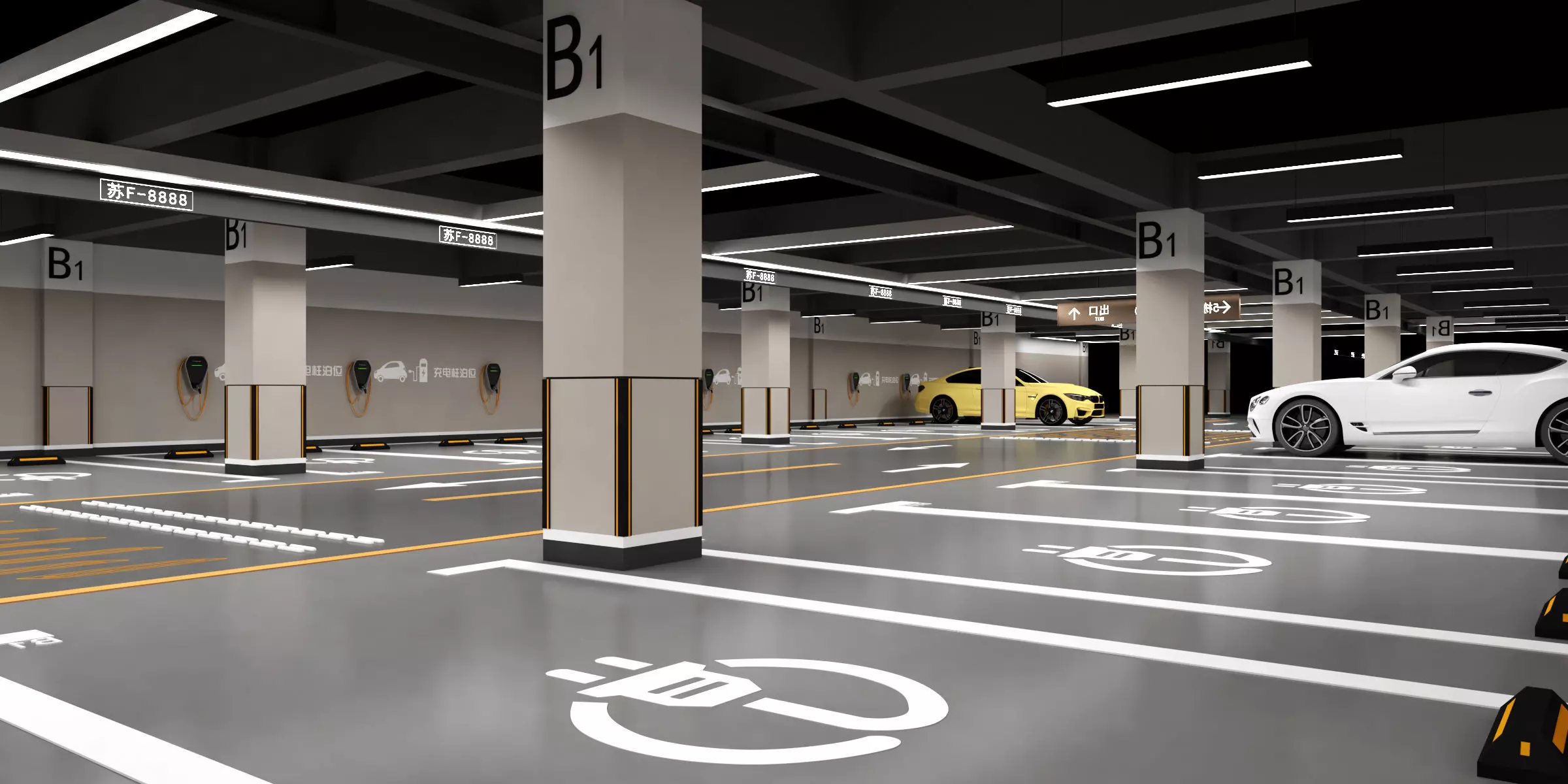 Indoor parking Low-poly 3D model