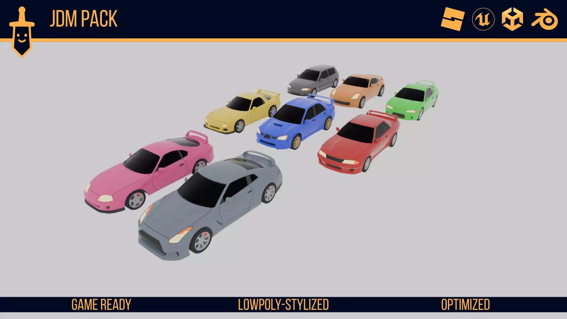 Project Jdm Game 3D model Stylized JDM Pack - Game Ready VR / AR / low-poly | CGTrader