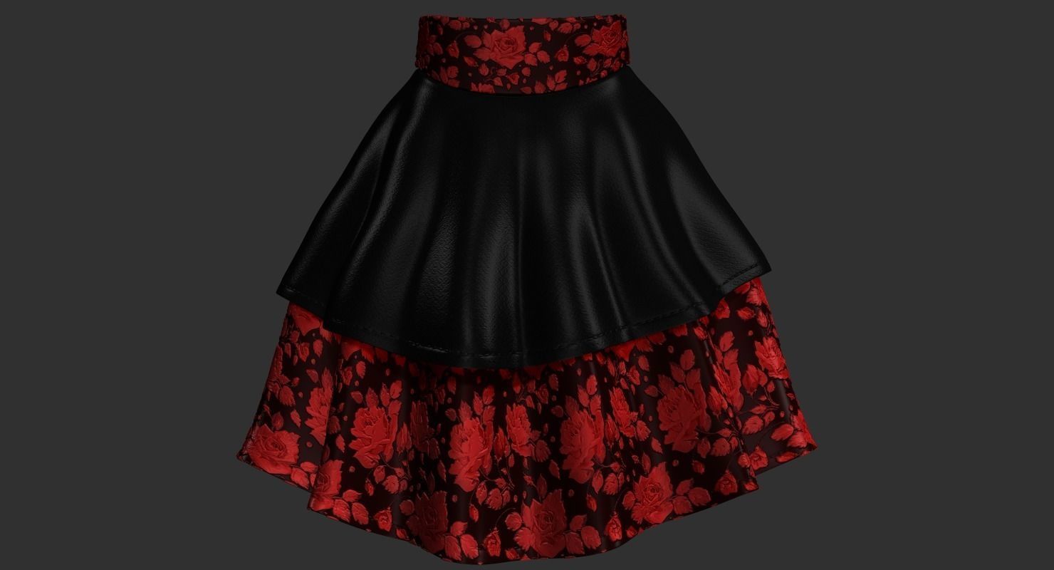 Skirt floral Low-poly 3D model_2