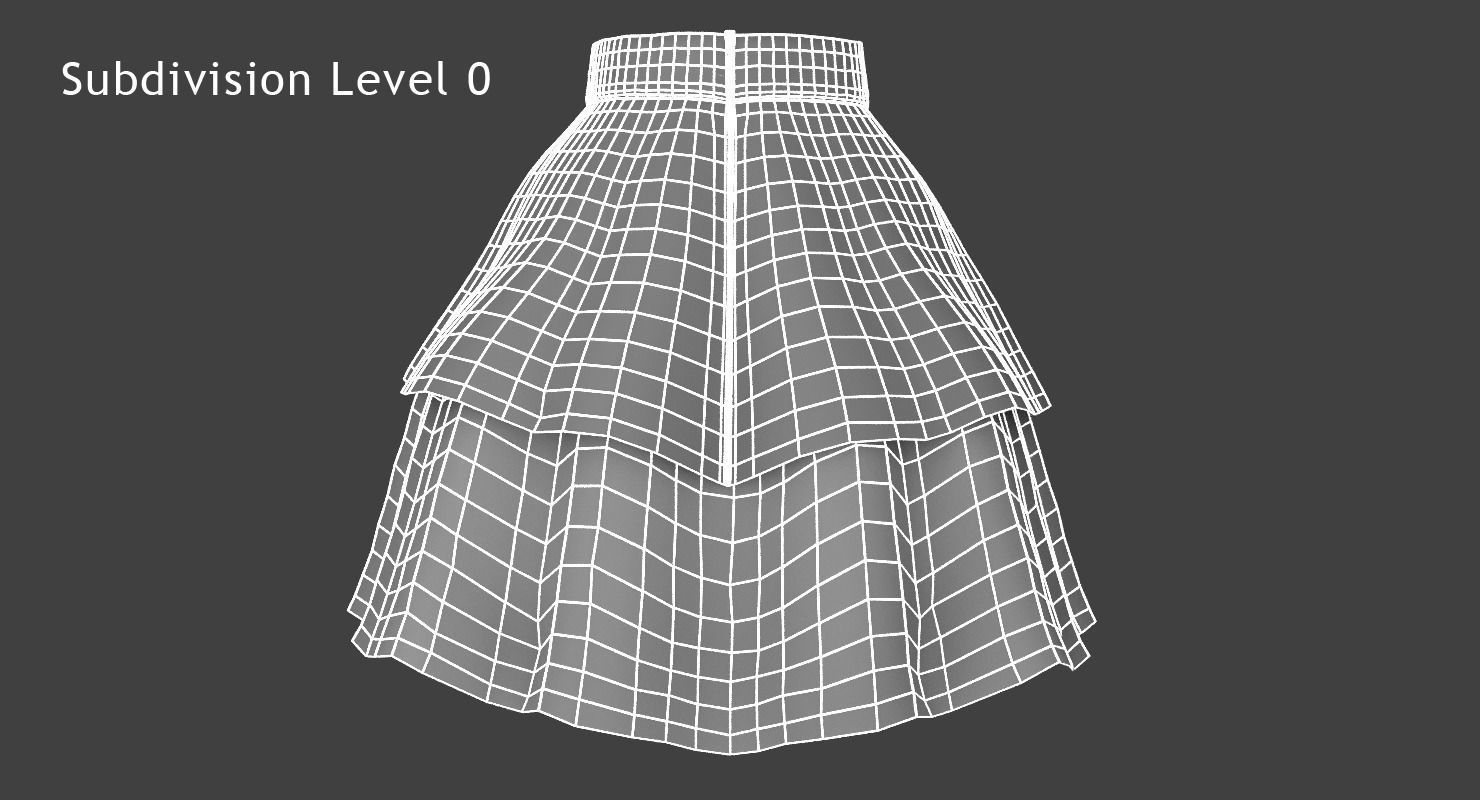 Skirt floral Low-poly 3D model_4