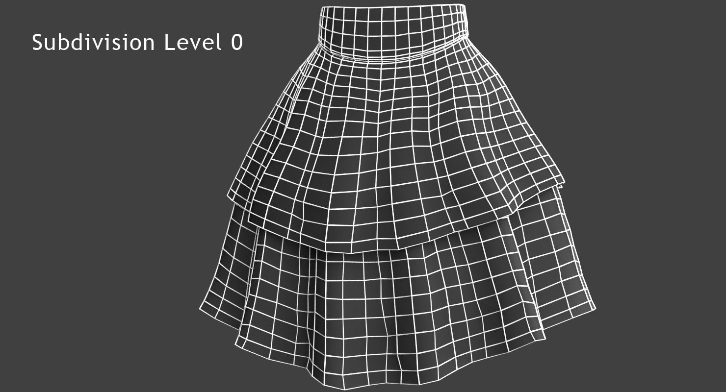 Skirt floral Low-poly 3D model_5