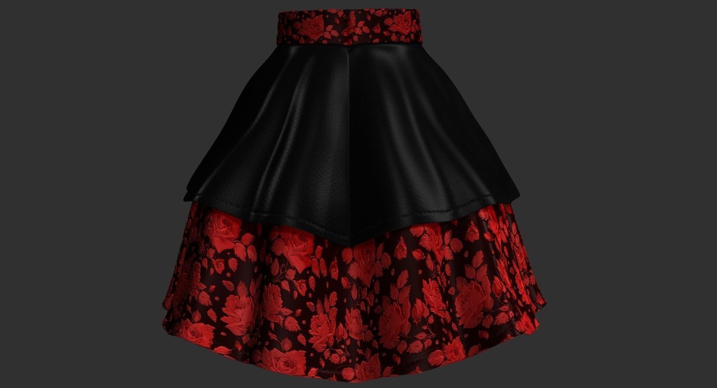 Skirt floral Low-poly 3D model_3