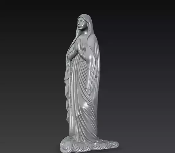 Virgin Mary Praying Statue 3D Model Catholic Sculpture