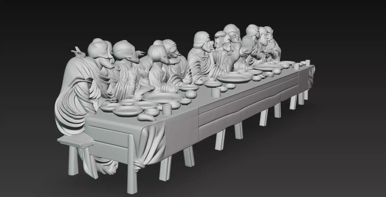 The Last Supper Sculpture 3D Model Biblical Scene Free 3D print model