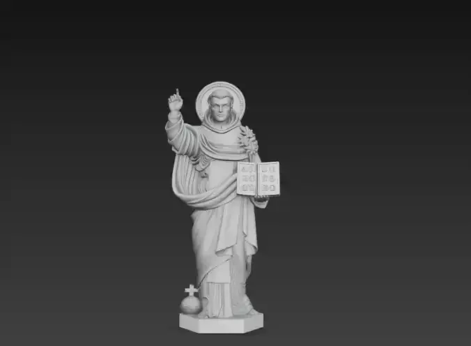 Saint Anthony of Padua Statue 3D Model Catholic Sculpture
