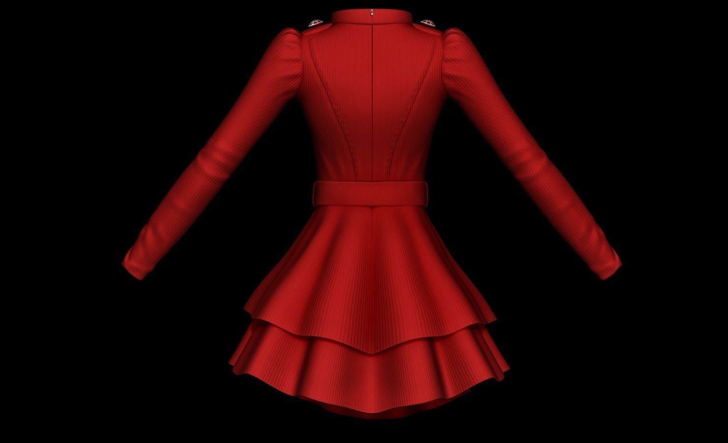 Long Sleeve Womens Dress 3D model_4