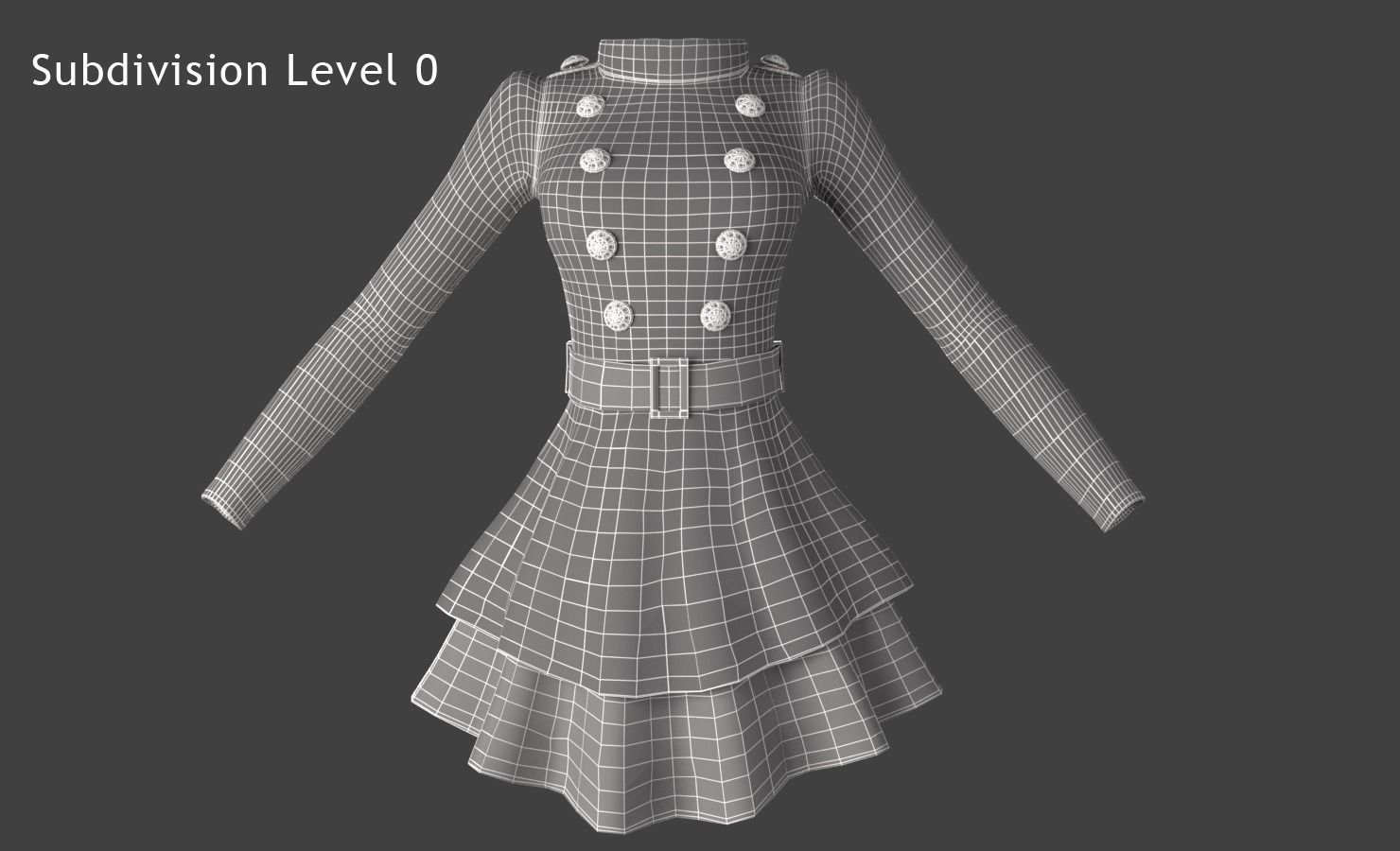 Long Sleeve Womens Dress 3D model_7