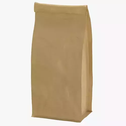 Flat Bottom Pouche 250g Closed Brown 3D model