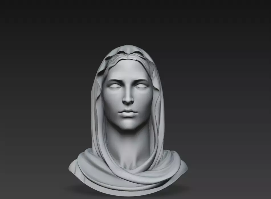Virgin Mary Bust Sculpture 3D Model Sacred Statue 3D print model