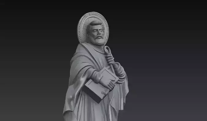 Saint Peter Apostle Statue 3D Model Catholic Sculpture