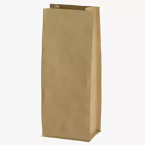 Flat Bottom Pouche 500g Open Brown 3D model