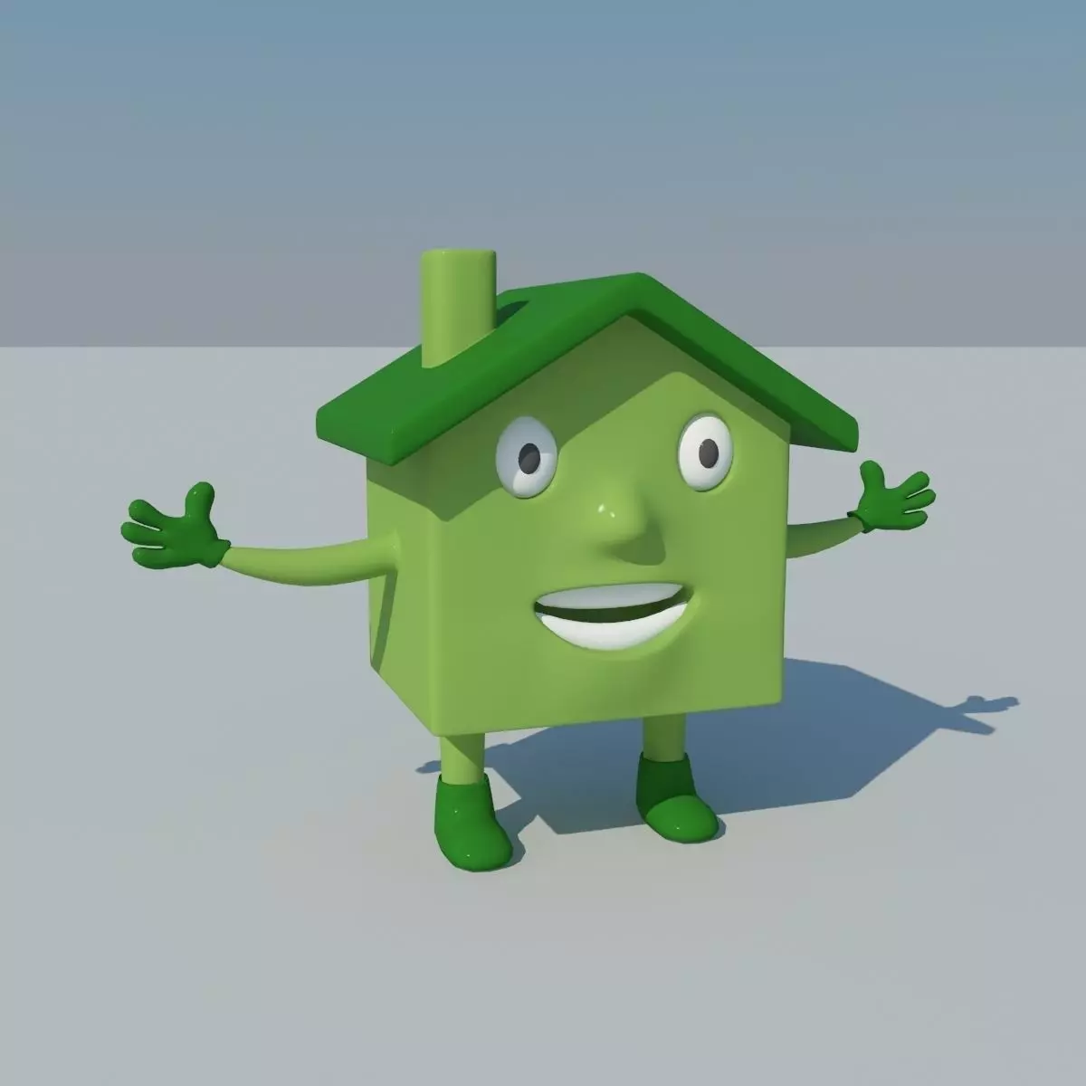 Cartoon House Low-poly 3D model_0
