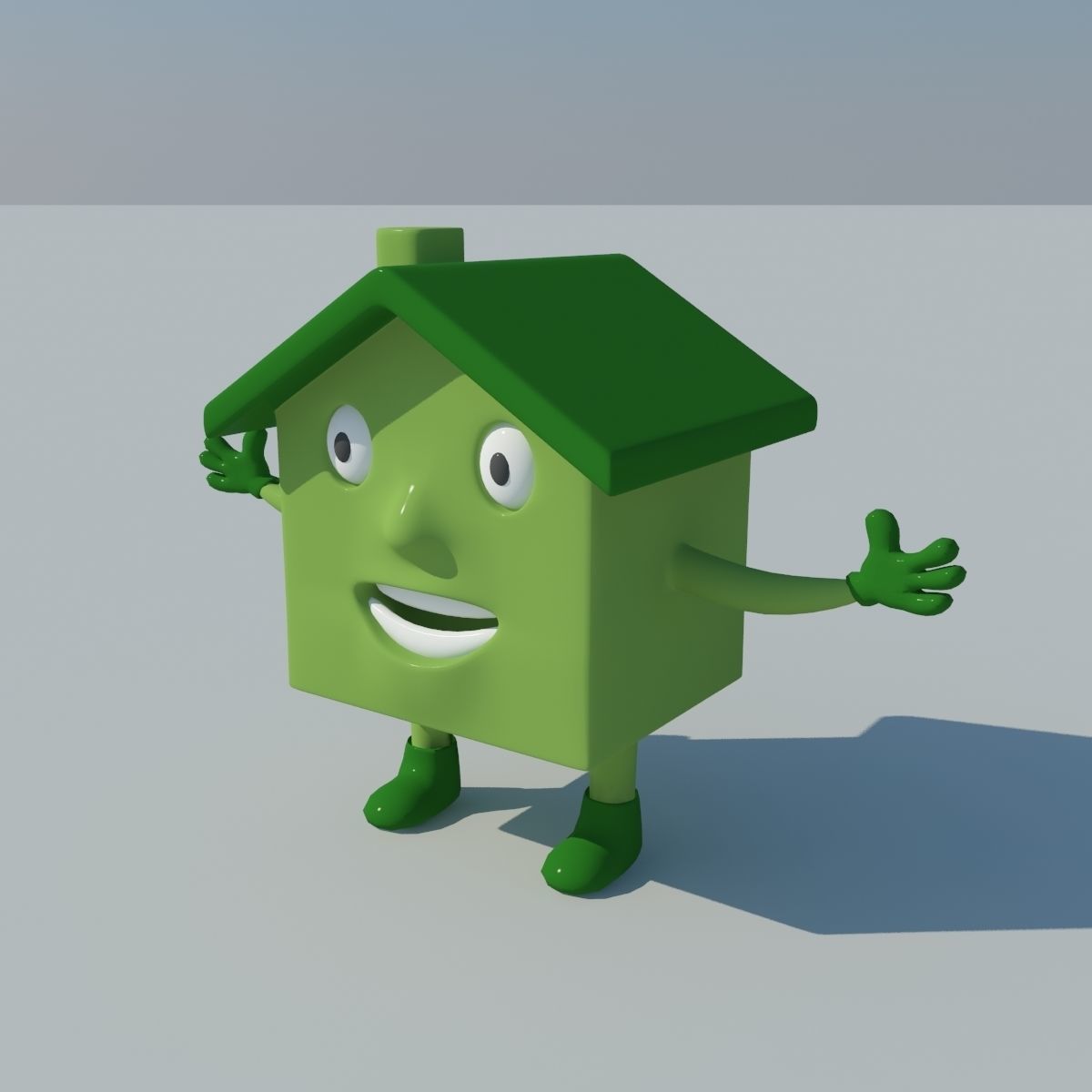 Cartoon House Low-poly 3D model_1