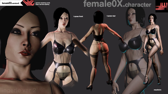 Fatal Female 03 for Unity Low-poly 3D model