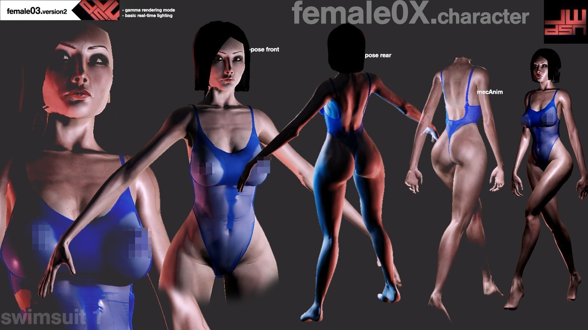 Fatal Female 03 for Unity Low-poly 3D model_5