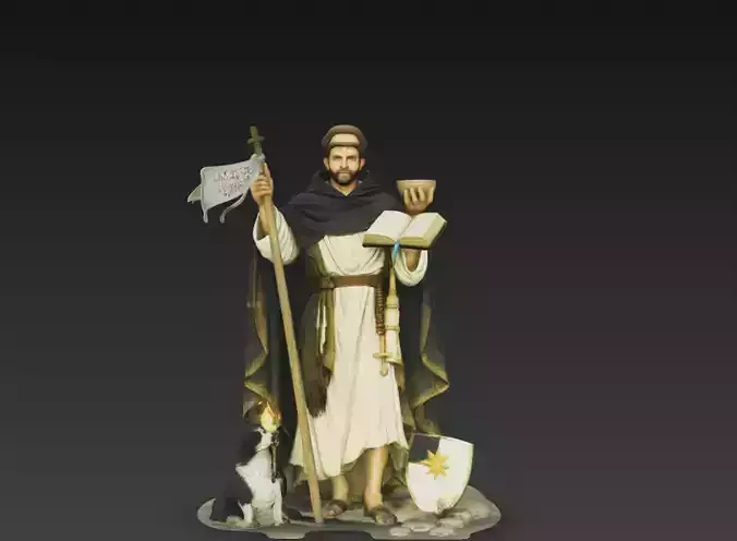 Saint Dominic Statue 3D Model  Christian Religious Figure