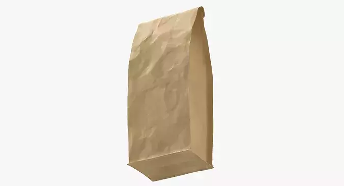 Flat Bottom Pouche 500g Closed Brown 3D model 7