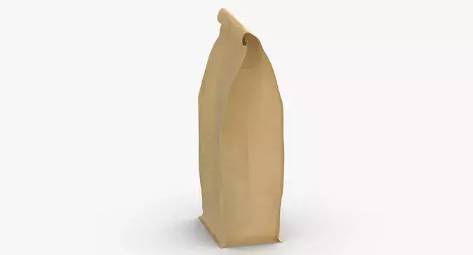 Flat Bottom Pouche 500g Closed Brown 3D model 6