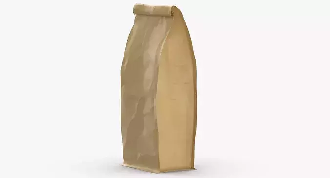 Flat Bottom Pouche 500g Closed Brown 3D model 4