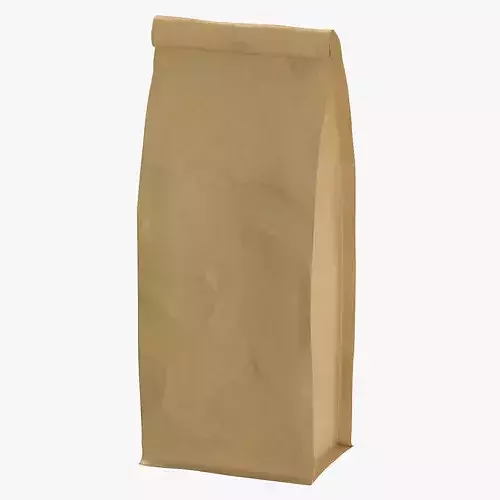 Flat Bottom Pouche 500g Closed Brown 3D model