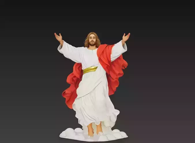Resurrected Jesus Christ Statue 3D Model  Christian Figure