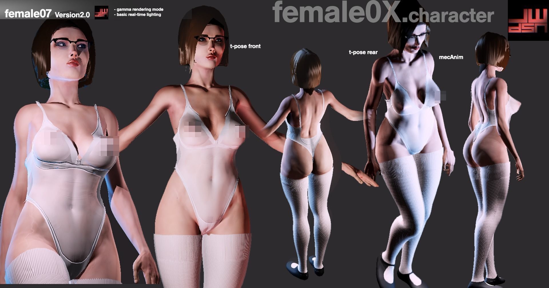 Fatal Female 07 for Unity Low-poly 3D model_1