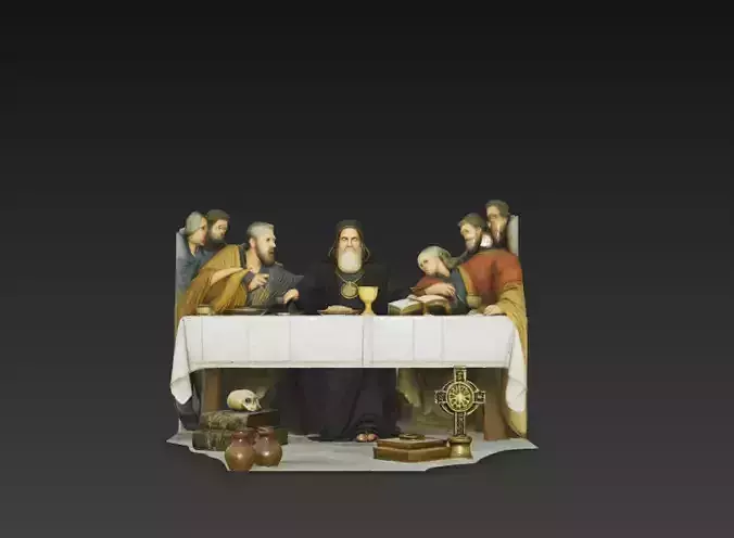 Last Supper Religious Scene 3D Model  Christian Sculpture