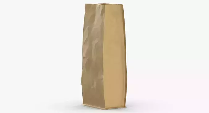 Flat Bottom Pouche 1000g Open Brown 3D model 4