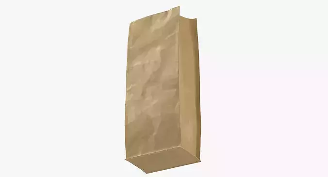 Flat Bottom Pouche 1000g Open Brown 3D model 7