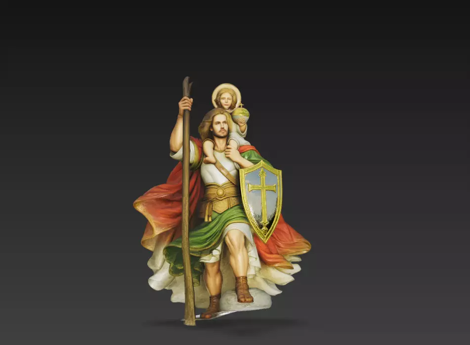 Saint Christopher with Child Jesus Statue 3D Model 3D print model