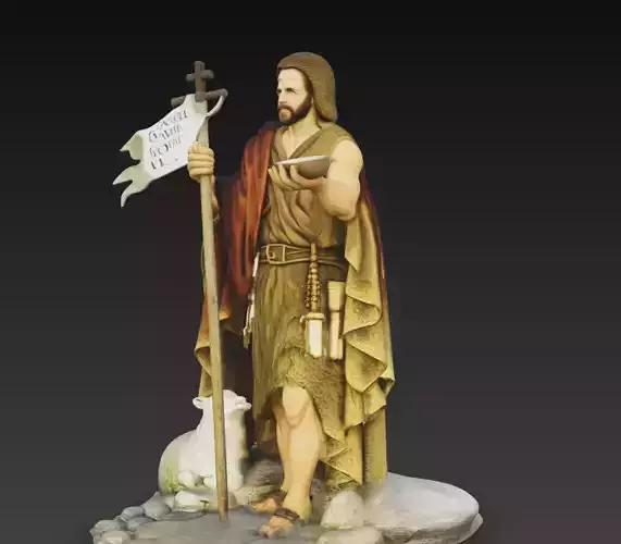 Saint John the Baptist Statue 3D Model Christian Saint