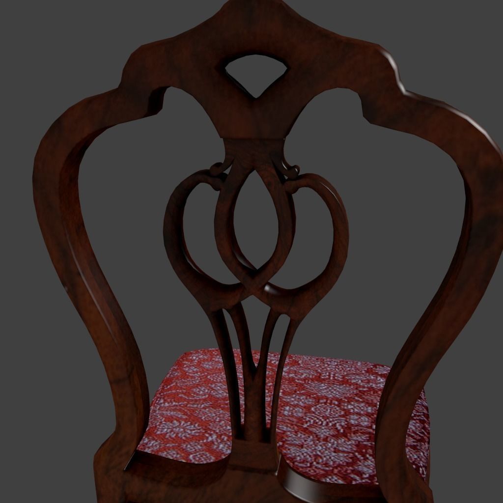 3D Wooden Chair Low-poly 3D model_3