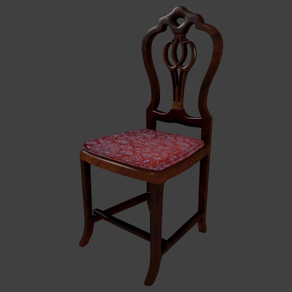3D Wooden Chair Low-poly 3D model_2