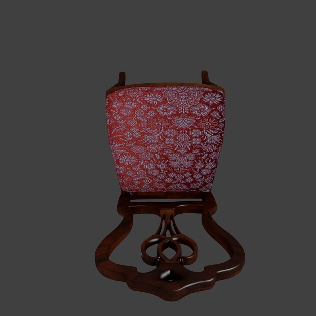 3D Wooden Chair Low-poly 3D model_4