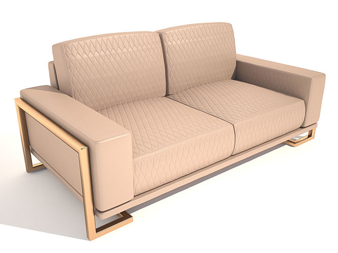 Sofa Gianna Leather LoveSeat in Peach RoseGold 3D model