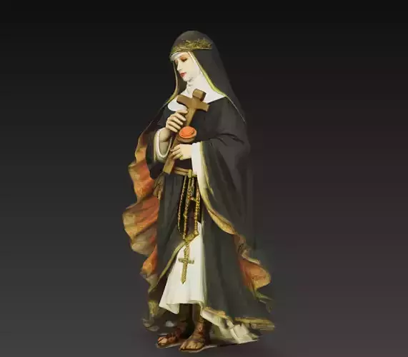 Saint Rita of Cascia Statue 3D Model Catholic Saint