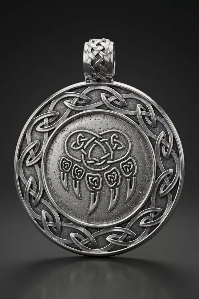 Viking Bear Paw Pendant Celtic Knot Norse Amulet 3D print model