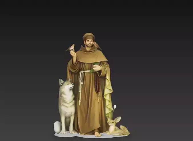 Saint Francis of Assisi Statue 3D Model Catholic Saint