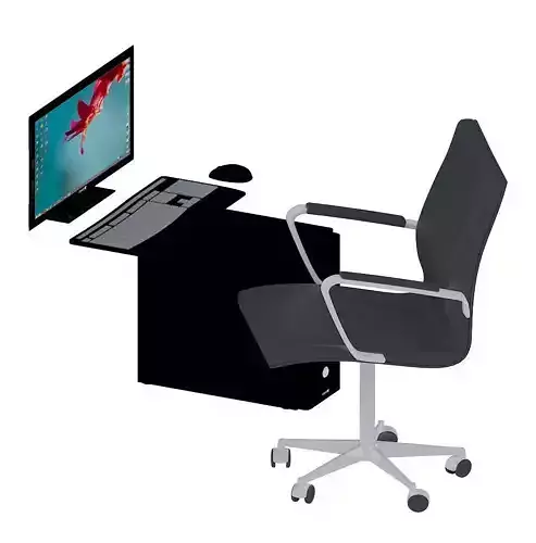 set computer and working chair 3D model