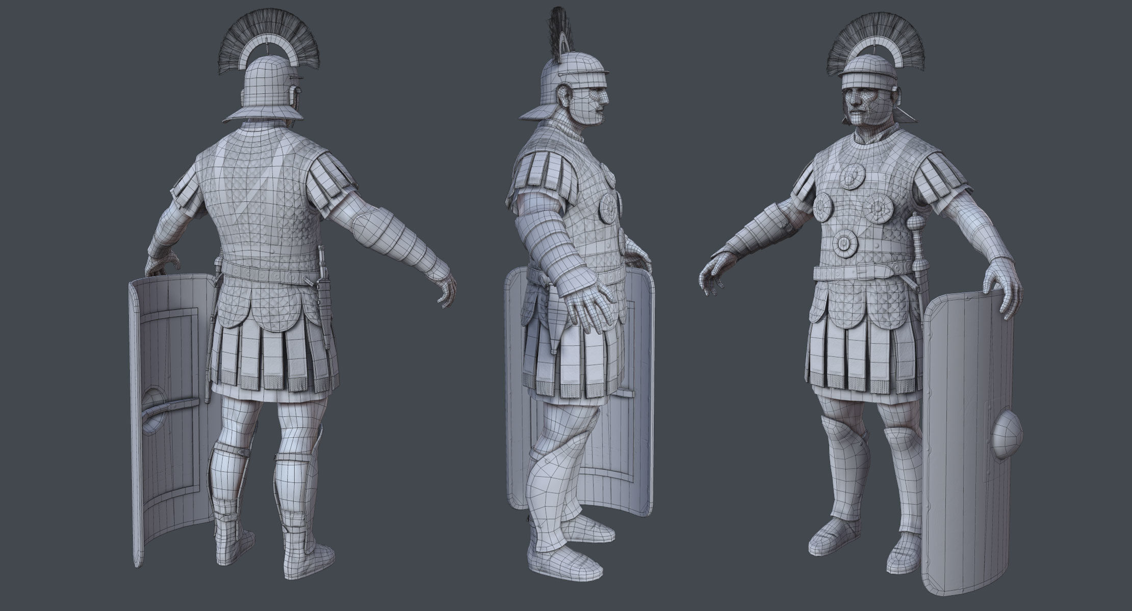 Roman Centurion Low-poly 3D model_8