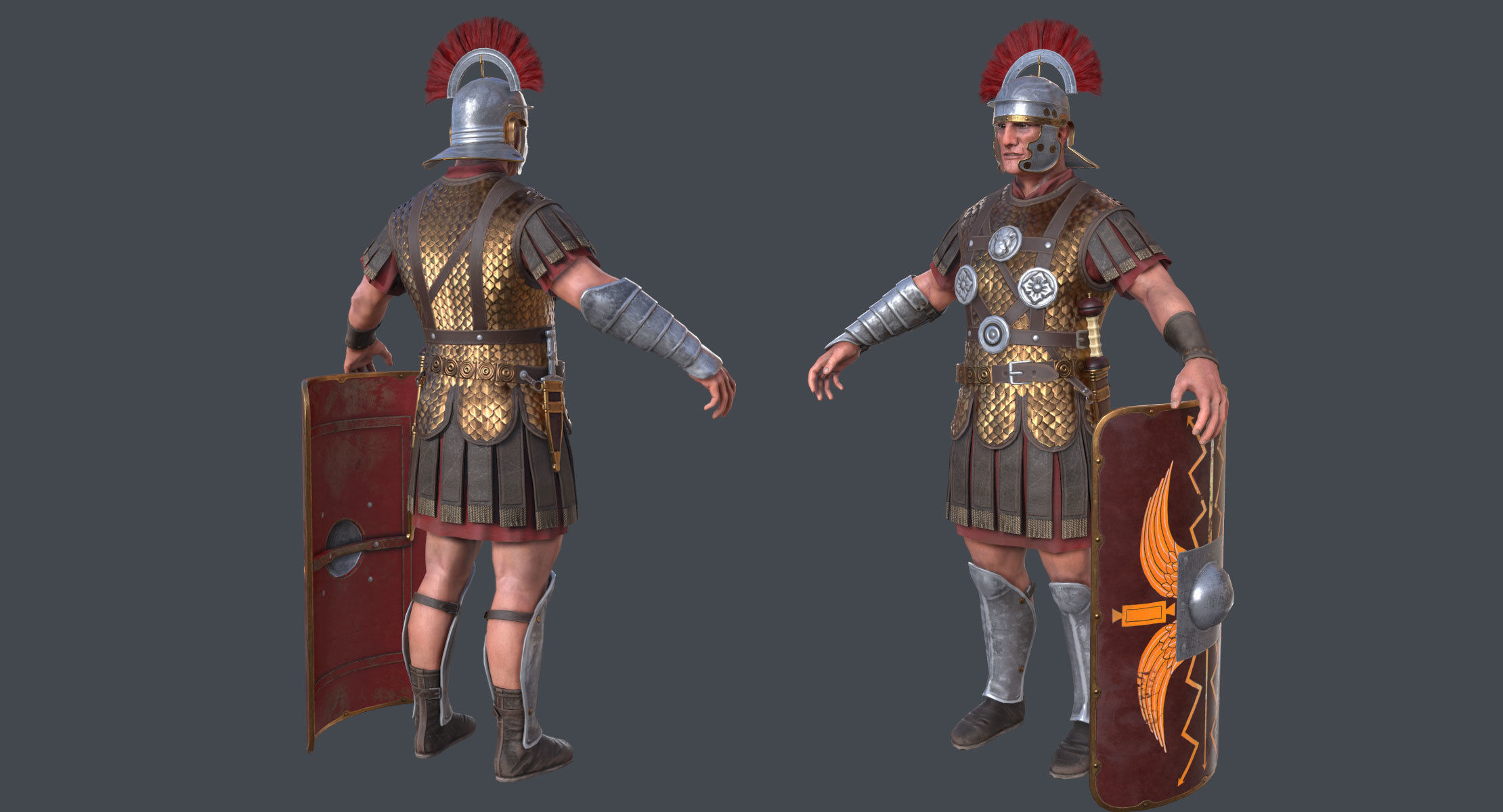 Roman Centurion Low-poly 3D model_3